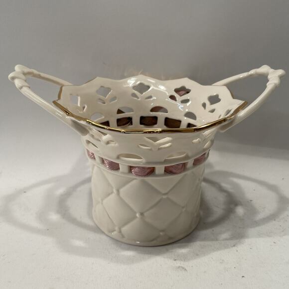 Lenox Bethany Basket, "Tied with Love” Ceramic Vase with Ribbon - Picture 9 of 10